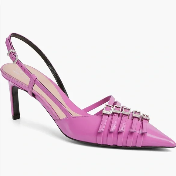 GUCCI | PRICE FIRM💲💥
75MM Hot Pink Leather Seraphine Buckle Slingback Pump - Picture 2 of 13